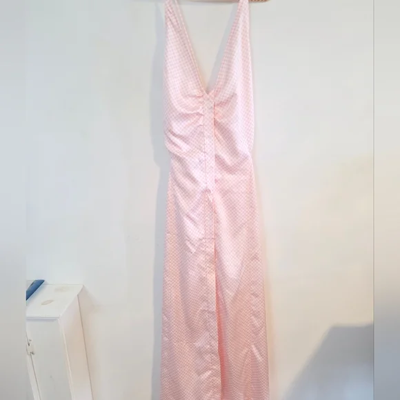 Ganni NWT pink gingham maxi dress Sz 14 ( See Measurements. Suits Smaller) - Picture 4 of 14